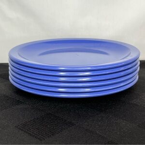 Vintage Texas Ware Set of 6 Royal Blue 7" Salad Snack Cake Plates. Melamine